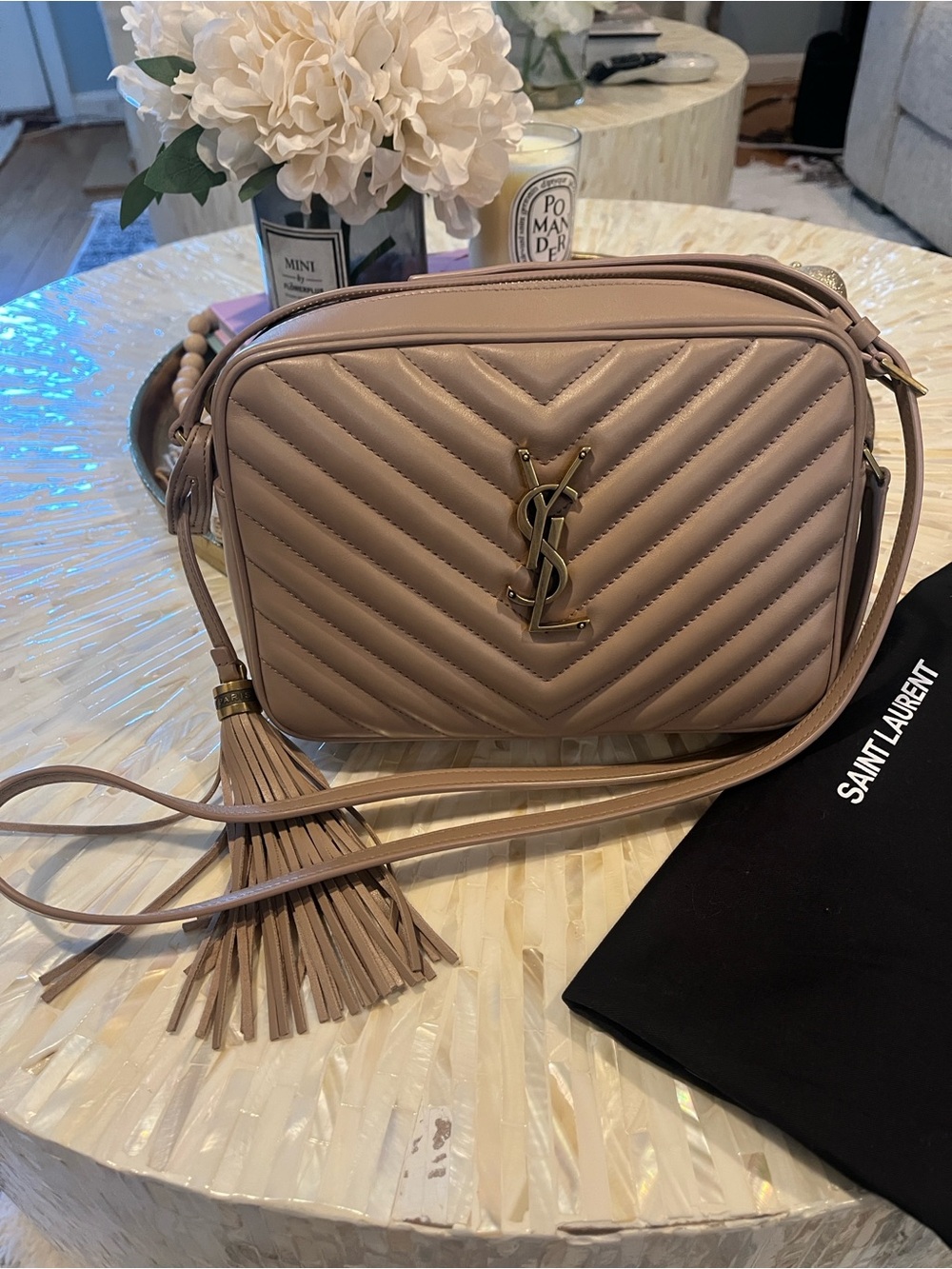 Saint Laurent Lou Camera Crossbody in Rosy Sand